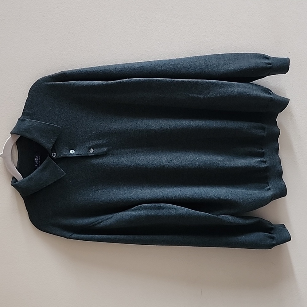 J. Ashford Sweater Pullover Men L Green Long Sleeve Pure Wool Italy Vtg EUC